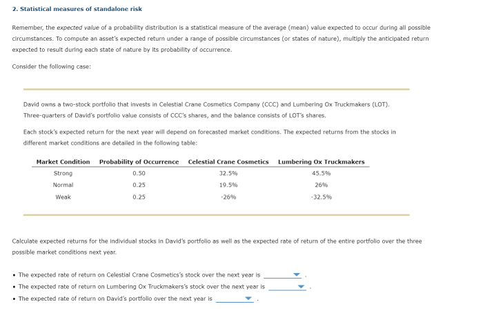 Risk statistical remember measures standalone expected value measure has average solved