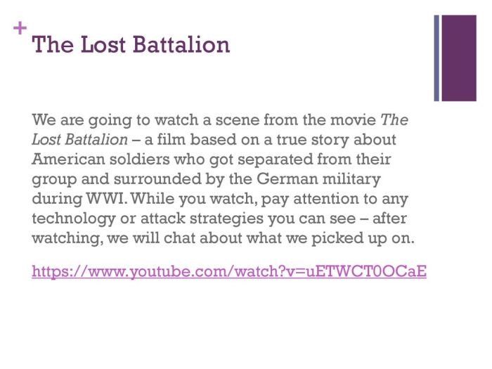 The lost battalion movie questions and answers