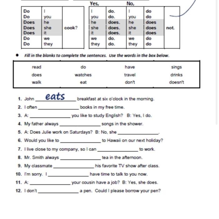 Fill in the blanks to complete the sentences. brainpop